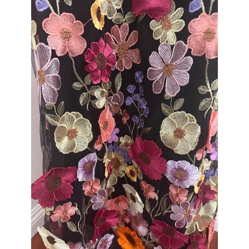 Lulu's Black Midi Dress with Multicolor Floral Appliqué - Picture 5 of 7